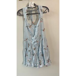 610 Wild Fable Women's XS Blue Floral Sleeveless Romper Casual Summer